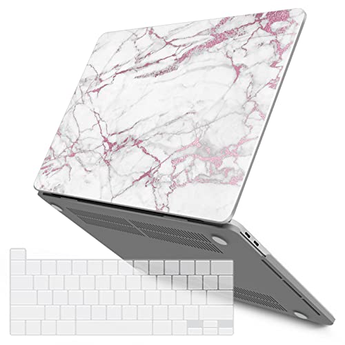 IBENZER Compatible with MacBook Pro 13 Inch Case M2 M1 2026 2025 2024 2023 2022 A2338 A2289 A2251 A2159 A1989 A1706 A1708, Hard Shell Case & Keyboard Cover for Mac Pro 13, Pink Marble, T13PKMB+1 - color: Pink Marble