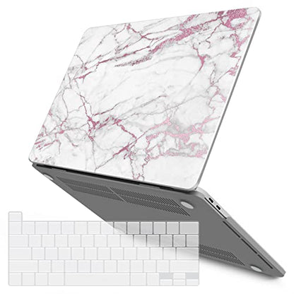 IBENZER Compatible with MacBook Pro 13 Inch Case M2 M1 2026 2025 2024 2023 2022 A2338 A2289 A2251 A2159 A1989 A1706 A1708, Hard Shell Case & Keyboard Cover for Mac Pro 13, Pink Marble, T13PKMB+1 - color: Pink Marble