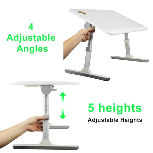 Laptop Bed Tray Desk, Height Angle Adjustable Laptop Bed Stand, Portable Laptop Desk with Foldable Legs, Foldable Laptop Tablet Table for Sofa Couch Floor Grey - color: Gray