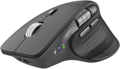 CITLLA Ergonomic Bluetooth Mouse for Laptop, Rechargeable Wireless Mouse with Multi-Device Switching, Silent Click, Flying Scroll & Thumb Wheel, 4800 DPI for PC, Mac, Tablet and Phone (Black) - color: Black