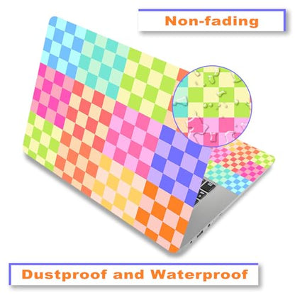 Laptop Decal Sticker Skin Cover, 12" 13.1" 13.3" 14" 15" 15.4" 15.6" Laptop Netbook Vinyl Art Skin Sticker Cover Notebook PC Protector (2 Wrist Pad Included), Removable Reusable, Colourful Check - color: Colourful Check