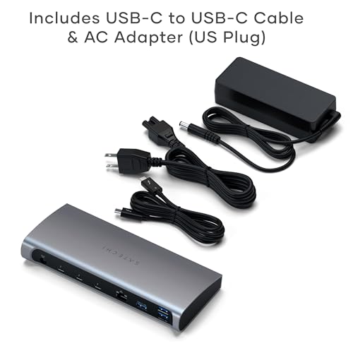 Satechi 11-in-1 Thunderbolt 4 Dock, 2X 4K/60Hz Displays, 3 USB-A 3.2 | 100W charging, 3 Thunderbolt, 3 USB-A 3.2, USB-A 2.0 ports, SD card reader, for MacBook Air/Pro, Mac, Windows