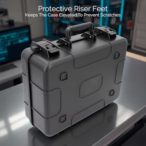 CASEMATIX 15.6 Inch Hard Laptop Case – Rugged Shockproof Travel Carrying Case with Foam Protection for 15” Gaming Laptops, Fits Devices Up to 14.5 x 10.5 – Accessories Storage Included