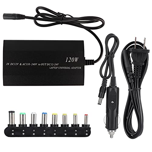 ZJchao 120W Universal Notebook Power Adapter with 8 Connectors and USB Port for Home, Car, and Travel Use (US Plug)