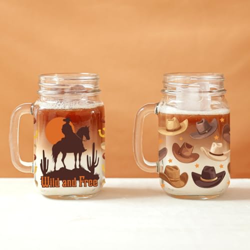 UV DTF Cup Wraps Transfer Stickers Western Cowboys Pattern, 10 Sheets Waterproof Custom Vinyl Transfer Sticker 16oz Coffee Glass Cup Tumbler Bottle Mug Decals for Men Women | Waterproof UV DTF Stickers, Custom Vinyl Decals for 16oz Coffee Cups Tumblers Bo