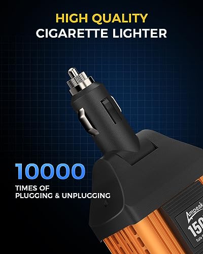 150W Car Power Inverter, 12V DC to 120V AC, Cigarette Lighter Plug | 300W Surge Peak, 1 AC Outlet, Dual USB 4.8A, 11 Protections, Compact, for Laptop Phone Car Vehicle - color: 150W Car Inverter