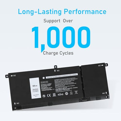 Upgraded 66Wh H5CKD 15V Battery for Dell Inspiron 5502 5402 5501 | Fit 7300 7306 7500 7506 2-in-1 Silver, 5400 5406 7405 2-in-1, Latitude 3510 3410, 9077G TXD03, and More - size: 9.38*3.88*0.25inch H5CKD