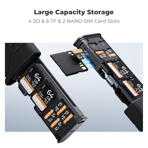 K&F CONCEPT 2-in-1 SD Card Reader Adapter, UHS-II/SD 4.0/Micro SD/USB 3.1 Type-C Dual Slots High-Speed Flash Card Case Compatible with Cameras, Drones, Action Cameras, Phones, Laptops