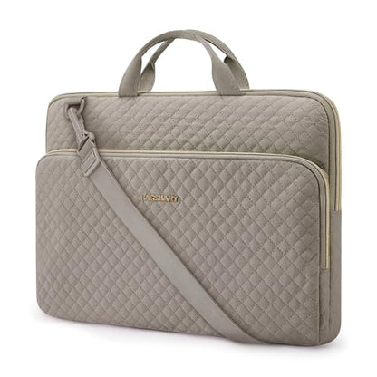 BAGSMART Laptop Sleeve 15-15.6 inch Case Protective Water-Resistant | Lightweight Laptop Bag for Women with Pocket and Handle, Compatible with MacBook, HP, Dell, Acer and Asus notebooks - color: Gray-Shoulder Strap, size: 15.6 Inch