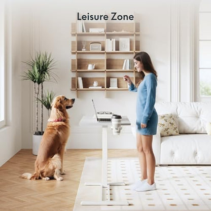 FLEXISPOT 32''Adjustable C Table Gas Spring Mobile Side End Table | Adjustable C table with Wheels, Bedside table for sofa and couch. Laptop Rolling Cart TV Tray, 31.5" W x 17.7" D,White - color: White, size: 32x18