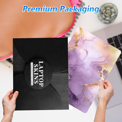 Universal Laptop Skin Sticker Decal with 2 Wrist Pad Skins, Waterproof Scratch Vinyl Cover for 11–15.6 Inch MacBook, HP, Dell, Lenovo, Cutable & Reusable,Luxury Marble Fluid Print - color: Luxury Marble Fluid Print