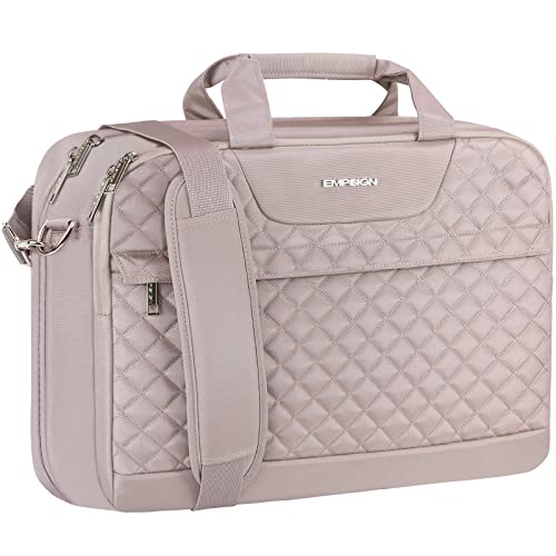 EMPSIGN 17.3 Inch Laptop Bag, Large Capacity Expandable Briefcase for Women & Men Business Office, Water-Repellent Laptop Case Travel Computer Bag with RFID Pockets, Dusty Pink | Large Capacity Expandable Briefcase, Women & Men Business Office, Water-Repe