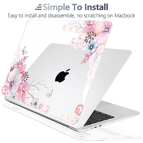 Batianda Case for MacBook Air 15" with M5 M4 M3 M2 Chip, Lovely Flower | 4-in-1 set with soft pastel floral design, lightweight slim hard shell protection for students, travelers and nature lovers - color: Lovely Flower