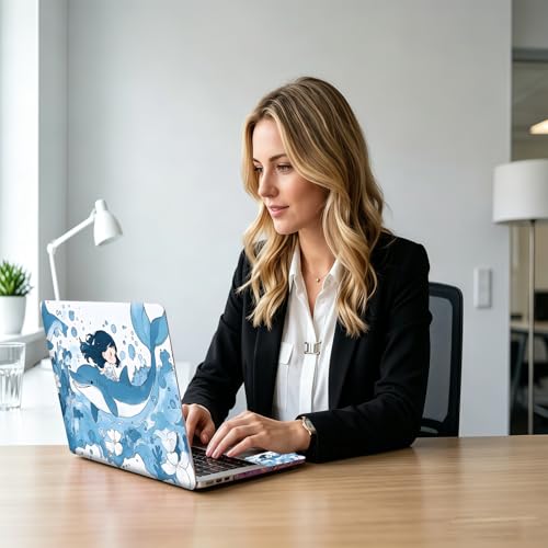Ocean Fairy Whale Universal Laptop Skin Sticker 3PCS, Protective Decal Trim-to-Fit 11.6" 13.3" 14" 15.6" Laptop Vinyl Cover, Removable Anti-Scratch Computer Decal Protector - color: Ocean Fairy Whale