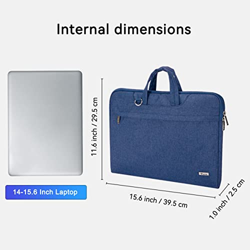 Voova 15.6-15 Inch Laptop Sleeve with Handle, MacBook Sleeve, Blue | Splash-proof 15.6-inch laptop sleeve with handle and removable strap; fits notebooks and MacBook Pro for daily commute - color: Blue, size: 14-15.6In & 2019 New Macbook Pro 16 Inch