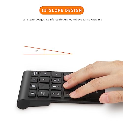 Gugxiom Bluetooth Number Pad,22 Keys Portable Mini Financial Accounting Numeric Keypad，Bluetooth 5.0 10 Key Numeric Keypad for Laptop/Desktop/PC/Notebook(Black) - color: Black