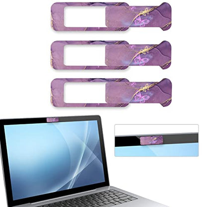 Webcam Cover, 3 Pieces, Laptop Camera Cover, Privacy Shielding Capacity is Twice as Big as The Traditional, Suitable for Computer Mobile Phones, laptops, Tablets and so on (Purple Marble) - color: Purple marble