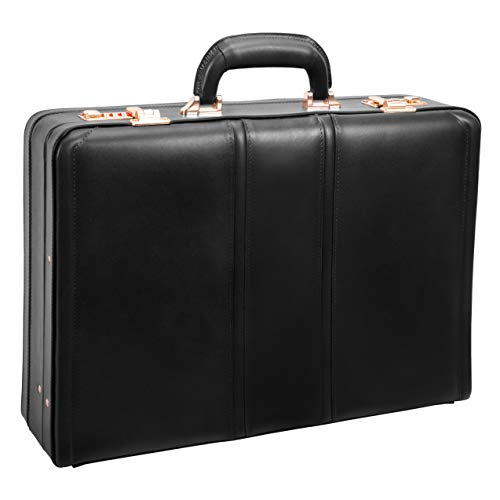 McKlein COUGHLIN, Leather 4.5" Expandable Laptop/Computer & Tablet Business Briefcase Attaché Bag, Men Women Laptop Briefcase, Laptop Compartment bag, Tablet Pocket bag, Business Bags, Travel Cases - color: Black