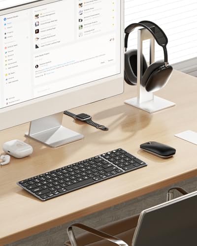 seenda Bluetooth Keyboard and Mouse Combo for Mac, SKM64-2 Rechargeable Silent Wireless Keyboard Mouse Compact Slim, 3 Multi-Device Connection, Compatible for Mac MacBook Pro/Air iPad, Black Gray - color: Black Gray