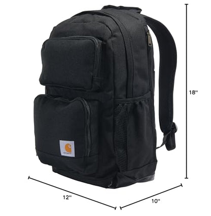 Carhartt 28L Dual-Compartment Backpack, Durable Pack with 16" Laptop Sleeve and Duravax Abrasion Resistant Base, Black - color: Black