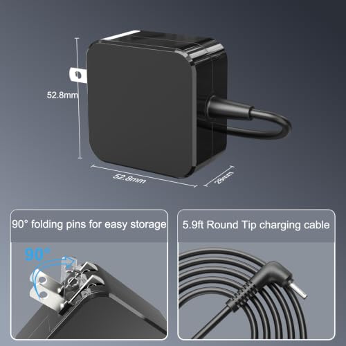 26W Laptop Charger Compatible with Samsung Chromebook Round Tip | for Samsung XE500C13,PA-1250-98,303C 500C 503C XE303C12 XE501C13 XE500C12 XE503C12 XE503C32, 12V 2.2A 6ft Round Connecto - color: Black-3
