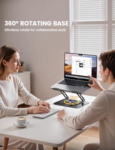 Lamicall Adjustable Laptop Stand for Desk 360° Rotating Base for 10-17.3'' | Aluminum Laptop Riser, Ergonomic Computer Stand Foldable Protable fits MacBook Neo Air Pro Dell HP Lenovo Office Home Black - color: Black