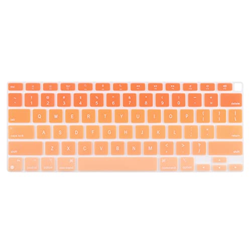 Batianda Ultra Thin Ombre Color Keyboard Cover for New MacBook Air 13 Inch 2020 2021 M1 Chip A2337 (with Touch ID & Retina Display) Waterproof Durable Laptop Protector Silicone Skin, Gradient Orange - color: Gradient Orange