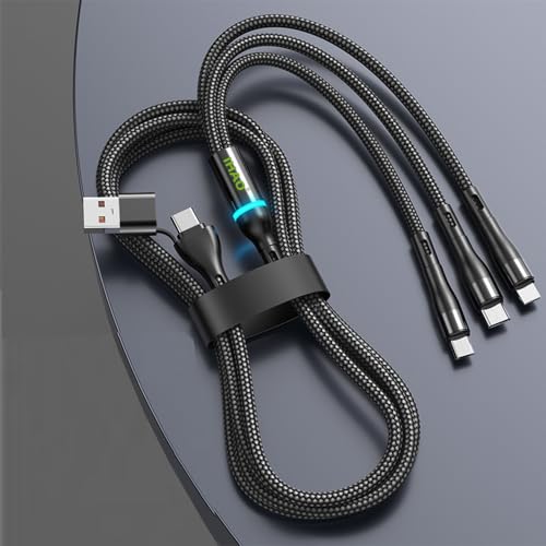IHAO Multi Connectors Fast Charging Cable 6 Combinations in One Cable USB A/Type C to USBC/Micro USB Cord Flexible Nylon Braided Compatible with Most of Electric Device-39 Inches Black - color: 6 Combinations Black