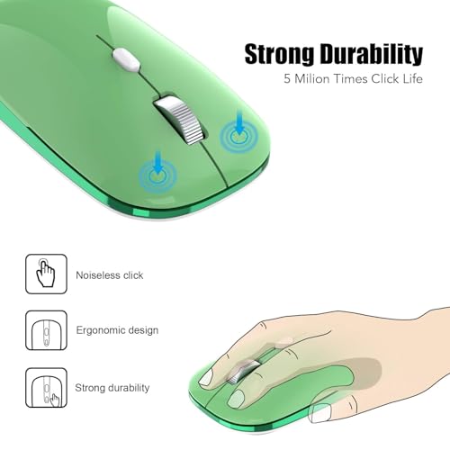 Wireless Mouse, Quiet 2.4G Optical Computer Mice with USB Receiver, Silent, 3 Adjustable DPI (800/1200/1600), Compatible with Laptop, Notebook, MacBook, Computer, Desktop, Mac, PC