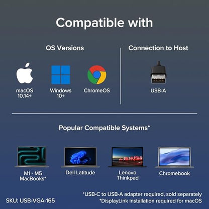 Plugable USB 2.0 to VGA Video Graphics Adapter for Multiple Monitors up to 1920x1080 Supports Windows 11,10, 8.1, 7, XP, Mac, and ChromeOS - size: 1920x1080 VGA