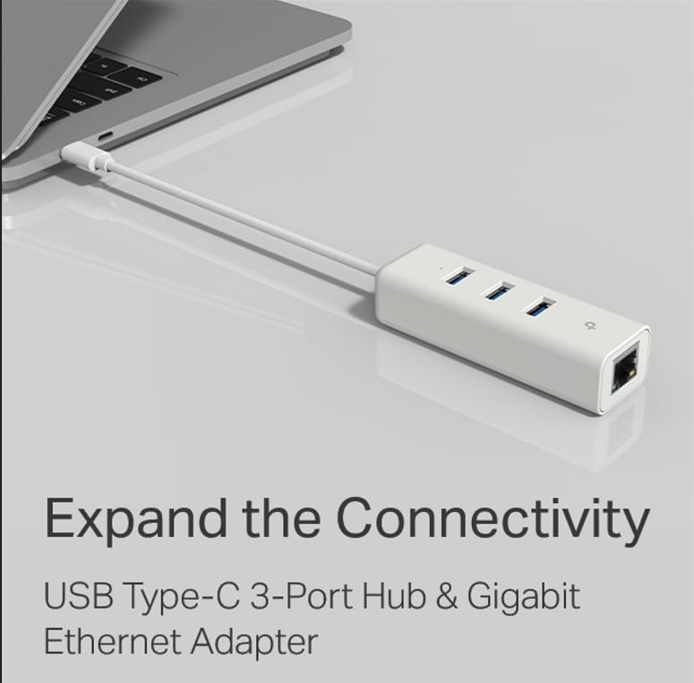 TP-Link UE330C USB-C 3.0 to Ethernet Adapter | Portable 3-Port USB-A 3.0 Hub w/ 1 Gigabit RJ45 Ethernet Port | Laptop Network Adapter | Plug & Play | Supports Win 7/8/8.1/10/11, Mac OS X (10.9-10.15) - style: USB-C with 3-Ports