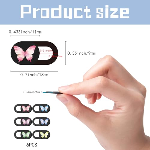 6Pcs 6 Styles Laptop Camera Cover Slide Butterfly Webcam Privacy Cover Cute Ultra-Slim Camera Blocker for Laptop Desktop Computer Tablet Phone Notebook Mini PC Accessories Home Office Use - color: Butterfly-1