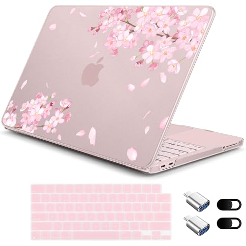 for MacBook Neo 13 Inch Case A18 Pro Chip 2026 Release, Floral Aesthetic Ultra-Slim Hard Shell with Keyboard Cover, 6-in-1 Laptop Accessories Bundle for Women Girls, Pink Cherry Blossoms - color: Pink Cherry Blossoms