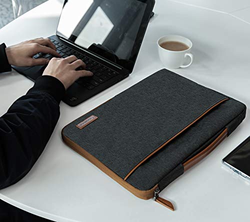 LONMEN 10 Inch Laptop Sleeve 360-Degree Protection with Retractable Handle, Water-Resistant Laptop Bag for iPad mini 1-4, Galaxy Tab A9/A8, MatePad SE, Tab M8/M10 Plus, Brown - size: 10 Inch / 10"-11" iPad Tablet