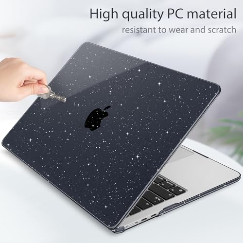 May Chen for 2026 MacBook Air 15 inch Case 2025 2024 2023 A3448 M5 A3241 M4 A3114 M3 A2941 M2 with Liquid Retina Display & Touch ID, Plastic Hard Shell with Keyboard Cover - Black Glitte - color: Black Glitter