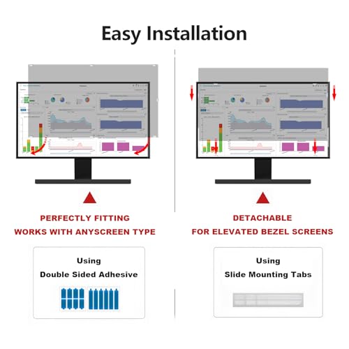 23.8 Inch Computer Privacy Screen Shield for 16:9 Widescreen Desktop | Anti-Glare Blue Light Privacy Filter; Anti Spy Screen Protector Film