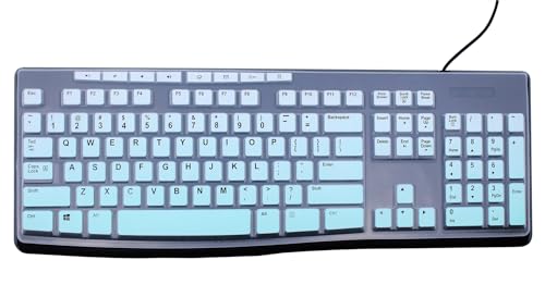 Ultra Thin Desktop PC Silicone Keyboard Cover Skin Protector Compatible for Logitech MK295 MK275 MK270 Wireless Keyboard, Logitech K200 K260 K270 MK200 MK260 Keyboard (Gradient Mint) - color: Gradient Mint