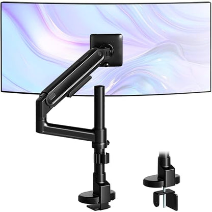 monTEK Tall Single Monitor Arm, 17–40" Full Motion Height Adjustable，Black | Heavy-duty Aluminum Single Mount for 17–40"Monitor Up to 26.4 Lbs,Mechanical Spring, 75/100 VESA with Full Motion Adjustment - size: Single Arm without USB