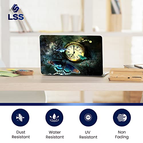 LSS 15 15.6 inch Laptop Notebook Skin Sticker Cover Art Decal Fits 13.3" 14" 15.6" 16" HP Dell Lenovo Apple Asus Acer Compaq (Free 2 Wrist Pad Included) Clock Butterfly - color: Clock Butterfly, size: 13" - 16"