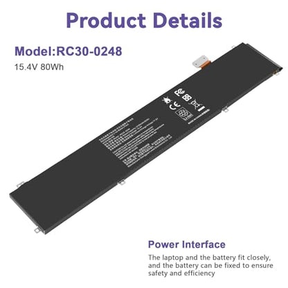 RC30-0248 Battery Replacement for Razer Blade Advanced 15 2018 2019 2020 2021 RTX 2060 2070 2080 RZ09-02385 RZ09-02386 RZ09-02386E92 RZ09-02486 RZ09-02886 RZ09-02887 RZ09-0301 RZ09-03135 4ICP4/55/162 - size: RC30-0248 15.71 4.84 1.18in