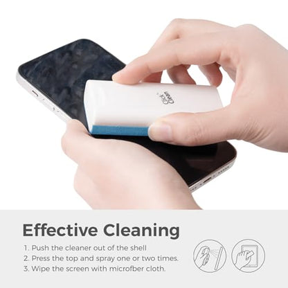 CLICK CLEAN Screen Cleaner with Pull-Out Stand & Microfiber, Light Blue | Fine Mist Spray, Streak-Free, Anti-Static, Removes Fingerprints & Smudges, Gentle Formula, For Phones, Laptop and Tablet - color: Light Blue