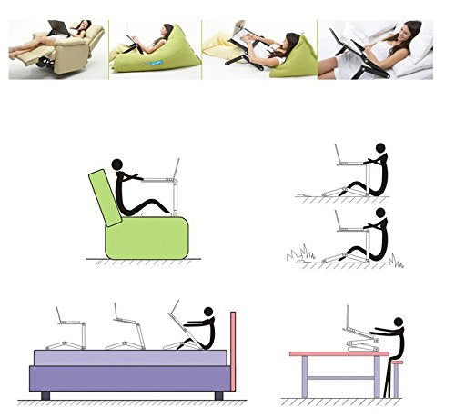 Adjustable Laptop Computer Lap Desk Portable Multifunctional Cooling Ergonomic Vented Table TV Bed Tray Stand Mount Holder (420 * 260mm, Black) - color: Black, size: 420*260mm (Standard)
