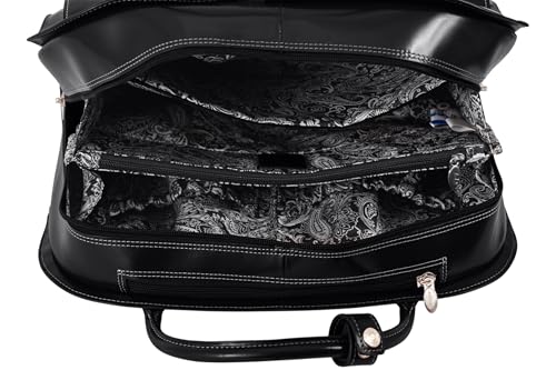 McKlein EDGEBROOK, Top Grain Cowhide Leather, 15" Leather Vertical Wheeled Ladies' Laptop/ Computer & Tablet Business Briefcase Bag/ Women's Rolling Overnight Travel Bag, Removable trolley case