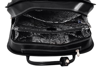 McKlein EDGEBROOK, Top Grain Cowhide Leather, 15" Leather Vertical Wheeled Ladies' Laptop/ Computer & Tablet Business Briefcase Bag/ Women's Rolling Overnight Travel Bag, Removable trolley case