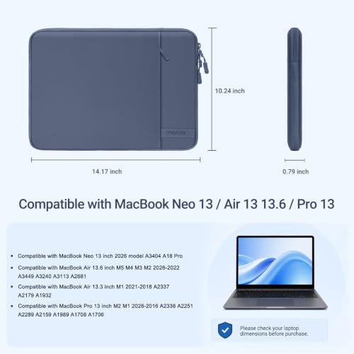 MOSISO Laptop Sleeve Compatible with MacBook Neo 13/Air 13.3 13.6/Pro 13 | 360 Degree Protective Portable Water Resistant Laptop Carrying Case Computer Bag with Vertical Pocket&Small Case, Indigo - color: Indigo, size: 13 inch