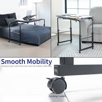 VIVO Mobile Over the Bed and Recliner Table, Tilting Laptop Tray with Height and Length Frame Adjustment, Ergonomic Overbed Kids and Adult Desk on Wheels, Black, DESK-V202B - color: Black