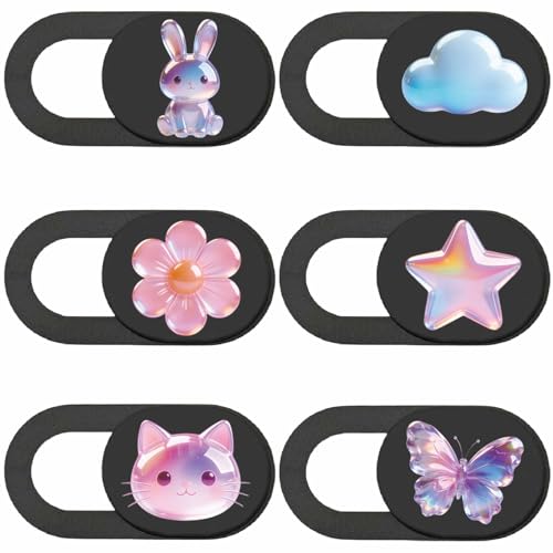 6Pcs 6 Styles Butterfly Camera Cover Slide Sticker 0.04 Inch Privacy Guard Accessories, Computer Camera Cover Cute Protector Blocker for Desktop Loptop Tablet Notebook Mini PC Office Use - color: Mixed Shapes