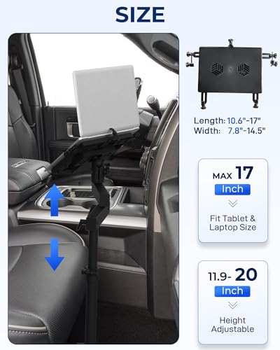 Truck Laptop Mount Fit for 2012-2025 Dodge Ram 1500 2500 3500 4500 5500, No-Drill Vehicle Computer Mount for Truck