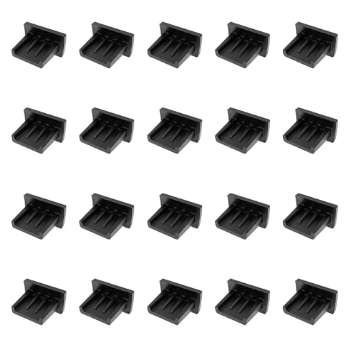 20 PCS Mini USB Port Anti-dust Plugs, Silicone Covers Caps Stoppers, Port Protector for PC Laptop Notebook Computers, 0.28 x 0.08 (LxW) - size: Mini USB/Black/20 PCS
