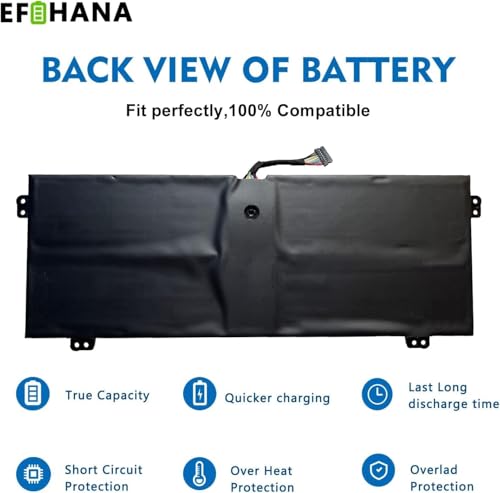 L16L4PB1 L16M4PB1 L16C4PB1 Laptop Battery Replacement for Lenovo ideapad Yoga 720-13IKB 730-13IKB Yoga 730-13IWL Series Notebook 5B10M52738 5B10M52739 5B10M52740 7.72V 48Wh 6217mAh 4-Cells - size: 9.65×3.35×0.26 in L16L6PB1
